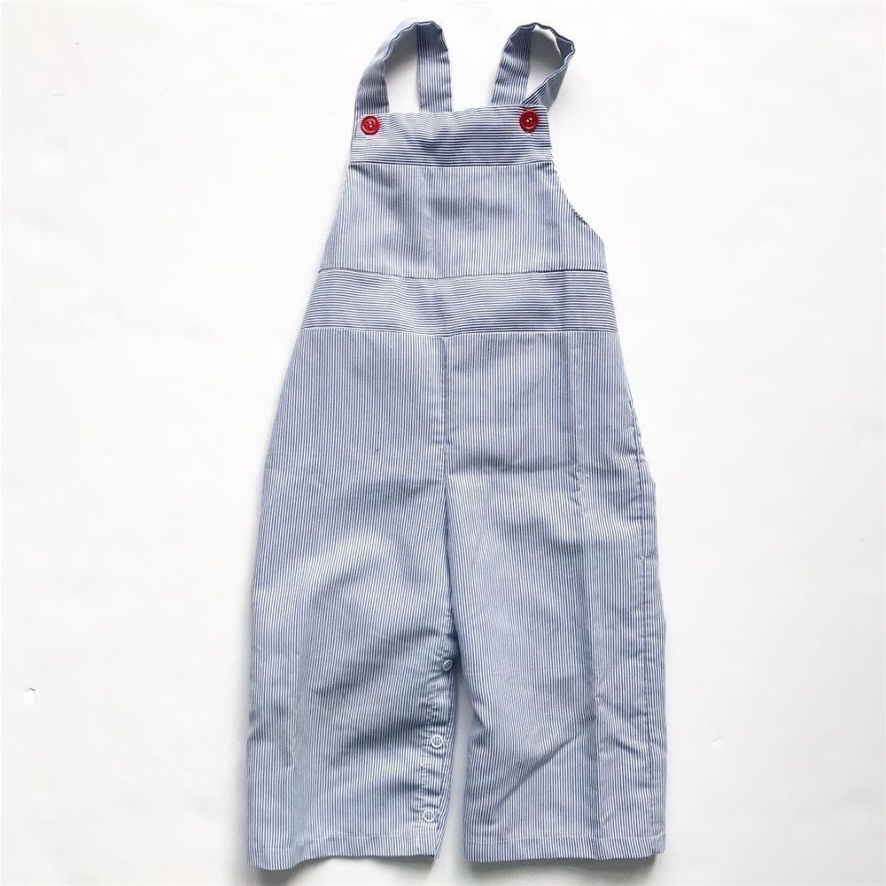 Vintage Blue/white stripe overalls looks 2/3T